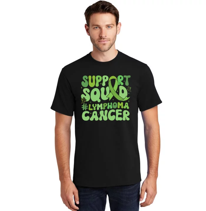 Support Squad Lymphoma Cancer Awareness Green Ribbon Tall T-Shirt