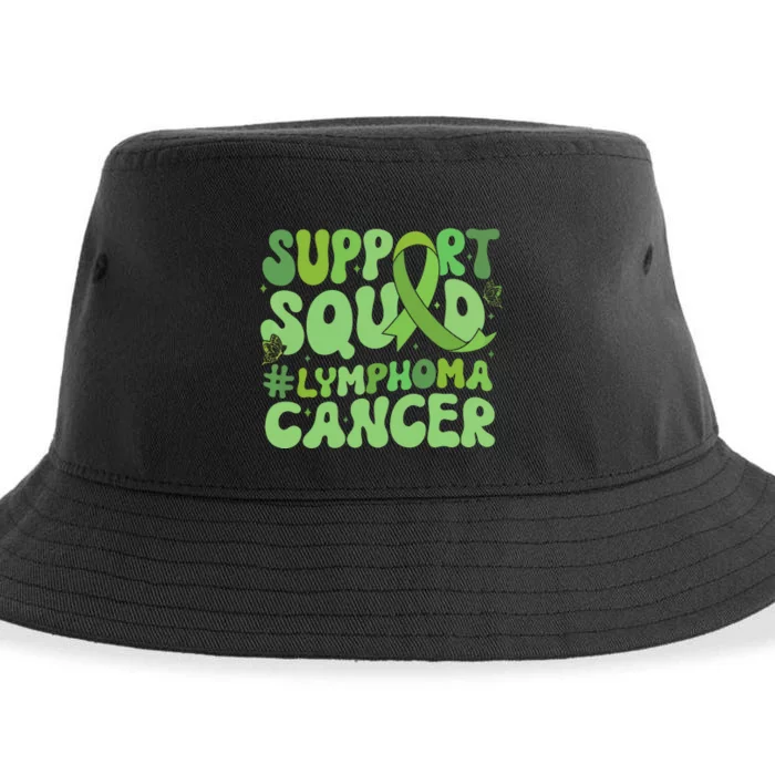 Support Squad Lymphoma Cancer Awareness Green Ribbon Sustainable Bucket Hat