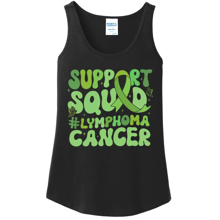 Support Squad Lymphoma Cancer Awareness Green Ribbon Ladies Essential Tank