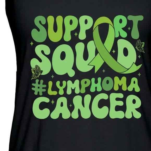 Support Squad Lymphoma Cancer Awareness Green Ribbon Ladies Essential Flowy Tank