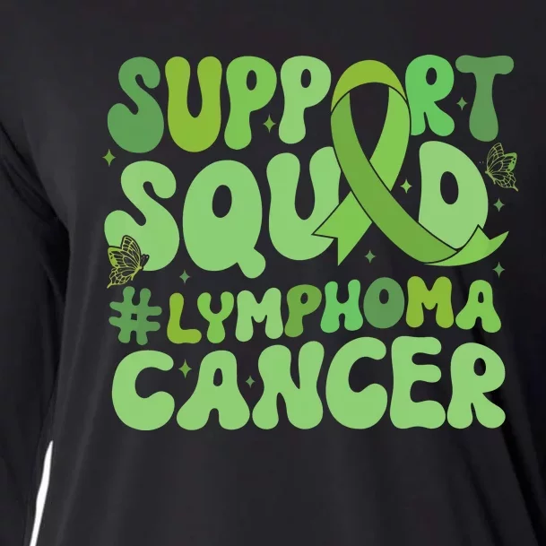 Support Squad Lymphoma Cancer Awareness Green Ribbon Cooling Performance Long Sleeve Crew