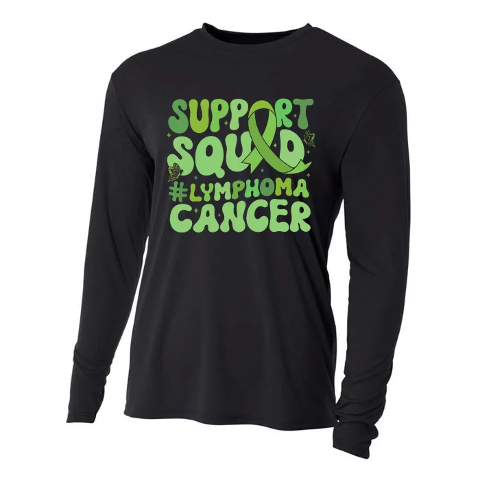 Support Squad Lymphoma Cancer Awareness Green Ribbon Cooling Performance Long Sleeve Crew