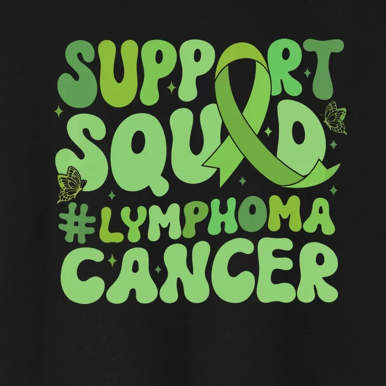 Support Squad Lymphoma Cancer Awareness Green Ribbon Women's Crop Top Tee