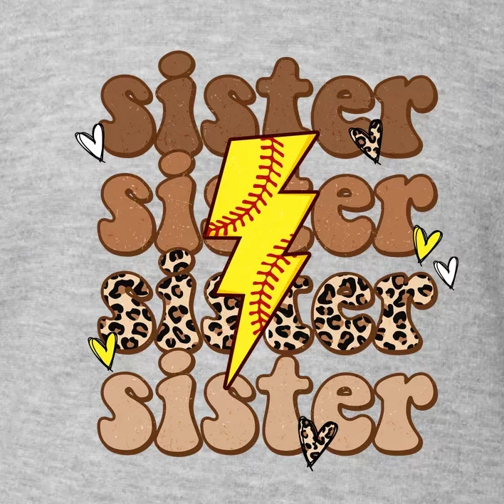 Sister Softball Life Sister Leopard Mother's Day Toddler Sweatshirt