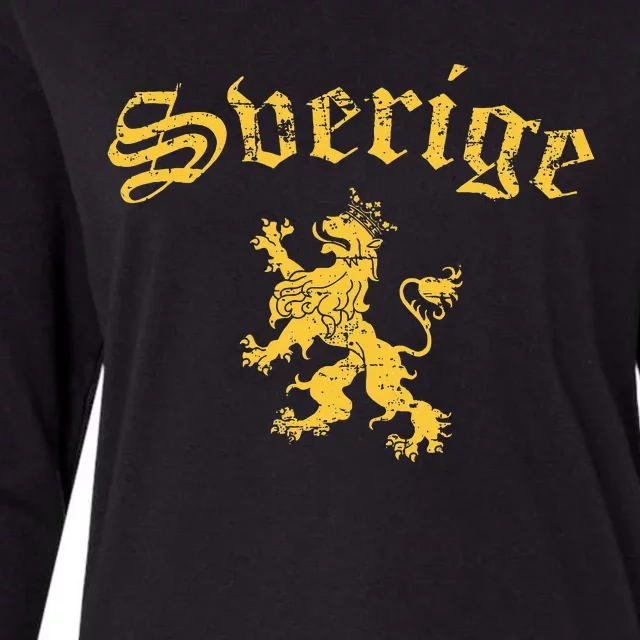 Sverige Sweden Lion Symbol Swedish Pride Womens Cotton Relaxed Long Sleeve T-Shirt