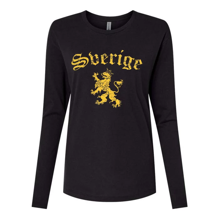 Sverige Sweden Lion Symbol Swedish Pride Womens Cotton Relaxed Long Sleeve T-Shirt