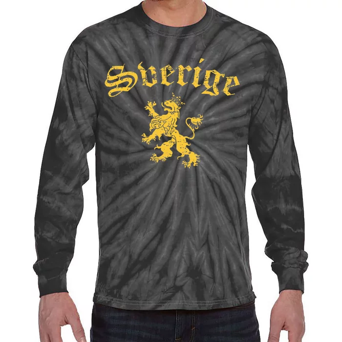 Sverige Sweden Lion Symbol Swedish Pride Tie-Dye Long Sleeve Shirt