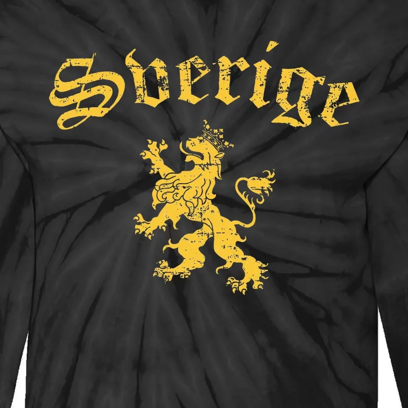 Sverige Sweden Lion Symbol Swedish Pride Tie-Dye Long Sleeve Shirt