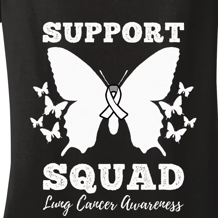 Support Squad Lung Cancer Awareness Women's V-Neck T-Shirt