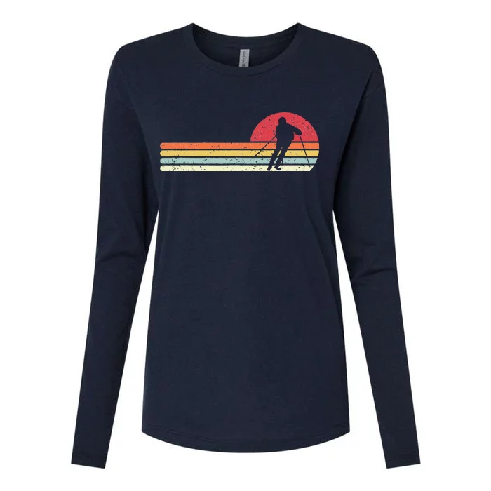 Skiing sport lover Retro Style For Skier Womens Cotton Relaxed Long Sleeve T-Shirt