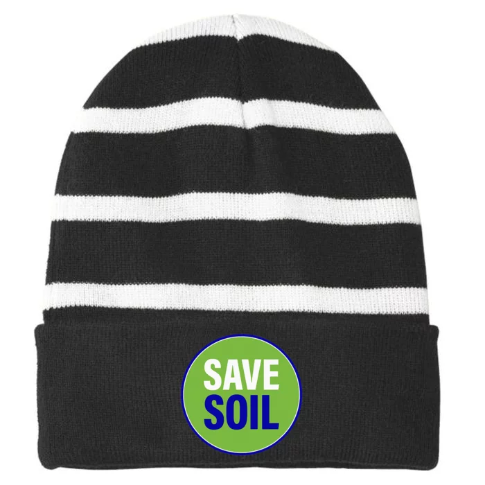 Save Soil Let Us Make It Happen Support Save Soil Movement Striped Beanie with Solid Band