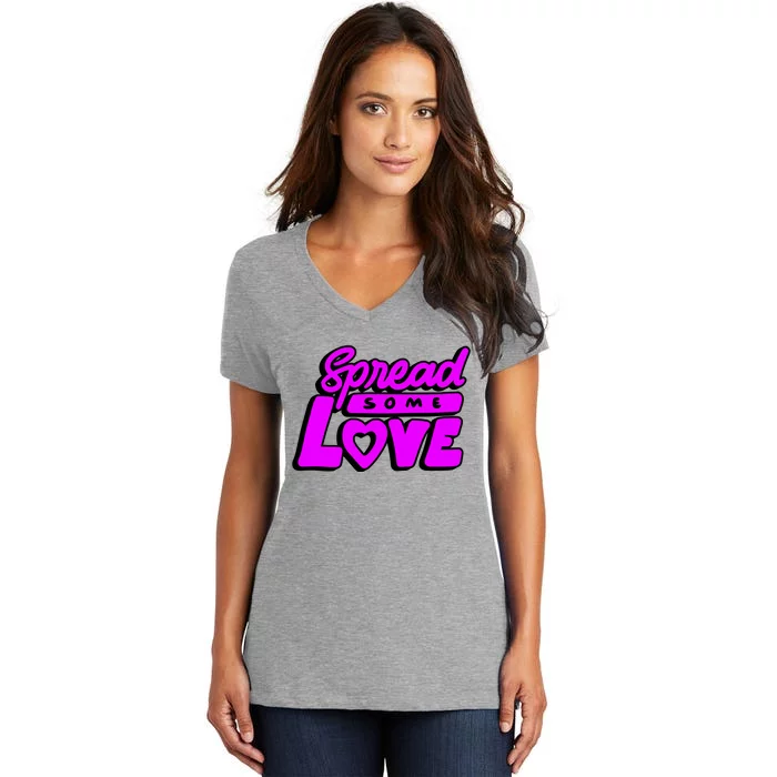 Spread Some Love Retro Women's V-Neck T-Shirt