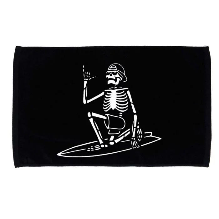 Skeleton Surfing Lazy Halloween Costume Skull Bones Surfer Microfiber Hand Towel