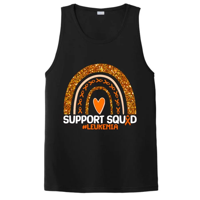 Support Squad #Leukemia Orange Ribbon Rainbow Performance Tank