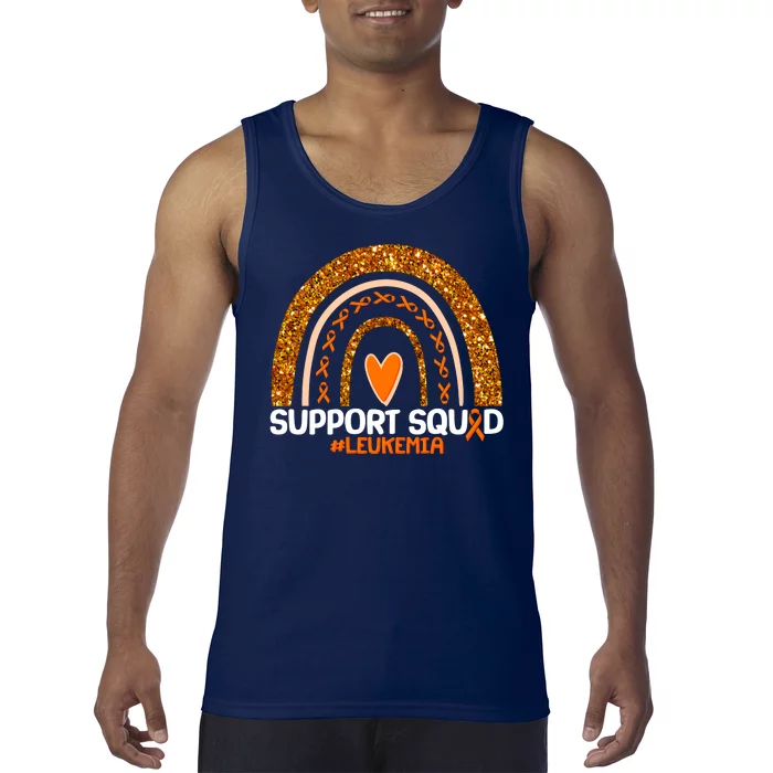 Support Squad #Leukemia Orange Ribbon Rainbow Tank Top