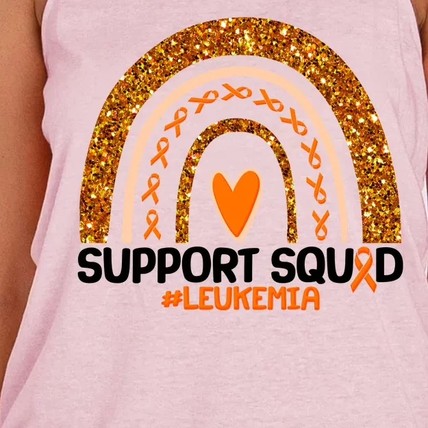 Support Squad #Leukemia Orange Ribbon Rainbow Women's Knotted Racerback Tank