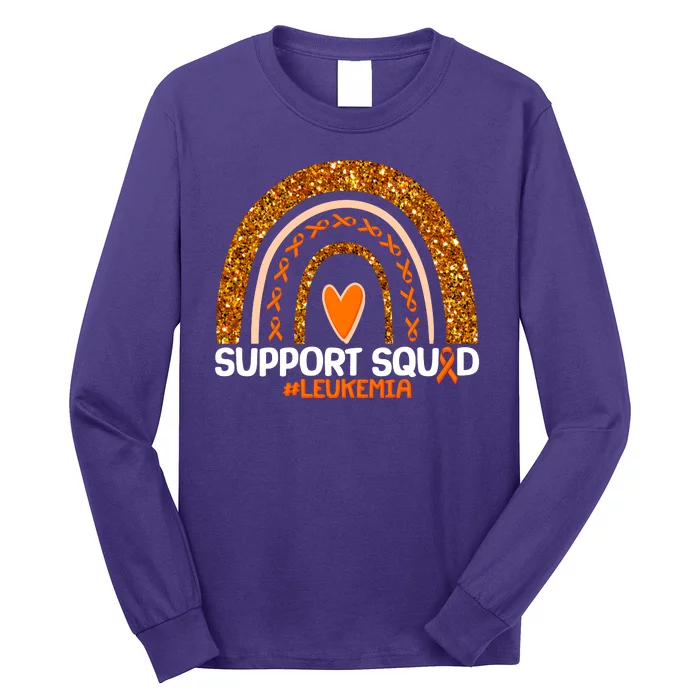 Support Squad #Leukemia Orange Ribbon Rainbow Long Sleeve Shirt