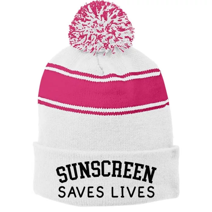 Sunscreen Saves Lives Funny Dermatology Doctor Derm Squad Stripe Pom Pom Beanie