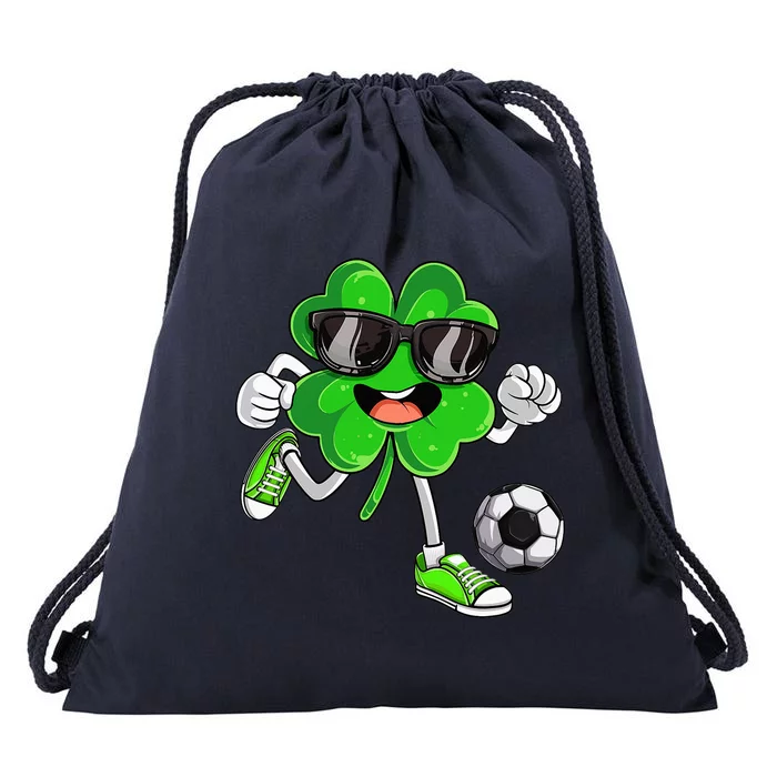 Soccer Shamrock Lucky Clover Irish St Patrick's Day Drawstring Bag