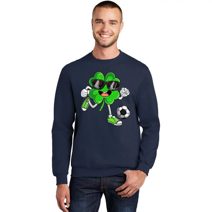 Soccer Shamrock Lucky Clover Irish St Patrick's Day Tall Sweatshirt