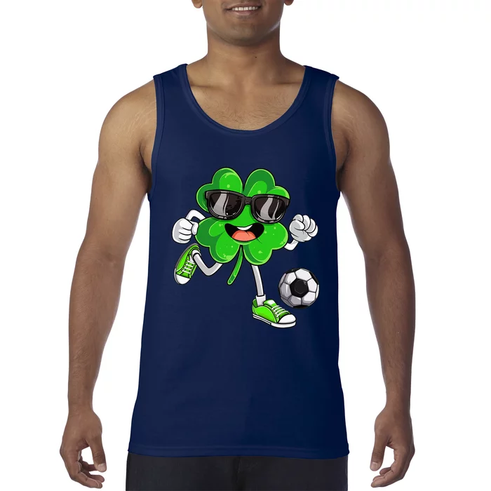 Soccer Shamrock Lucky Clover Irish St Patrick's Day Tank Top