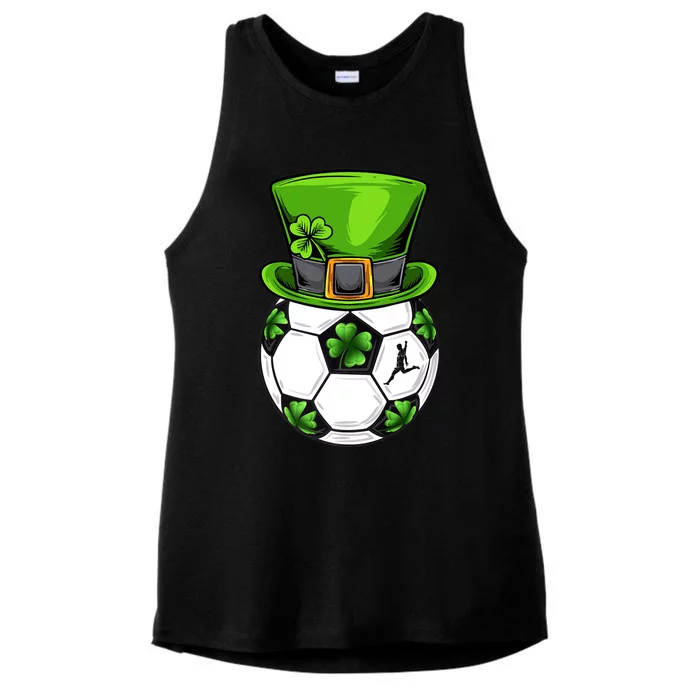 Soccer Shamrock Leprechaun St Patricks Day Sports Ladies Tri-Blend Wicking Tank