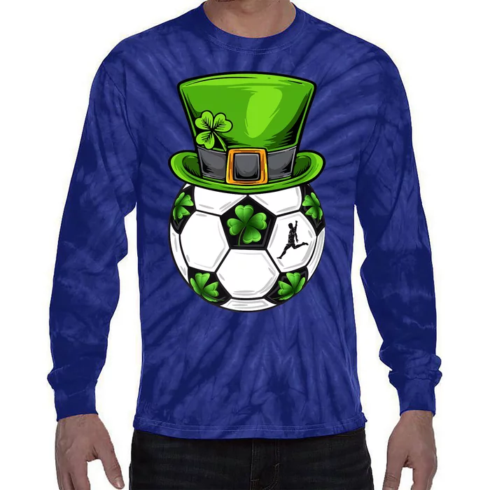 Soccer Shamrock Leprechaun St Patricks Day Sports Tie-Dye Long Sleeve Shirt