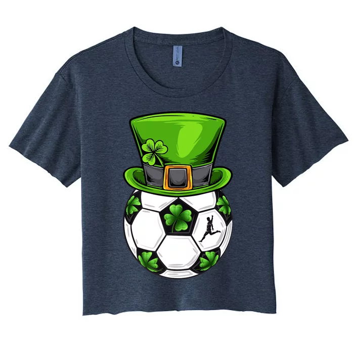 Soccer Shamrock Leprechaun St Patricks Day Sports Women's Crop Top Tee