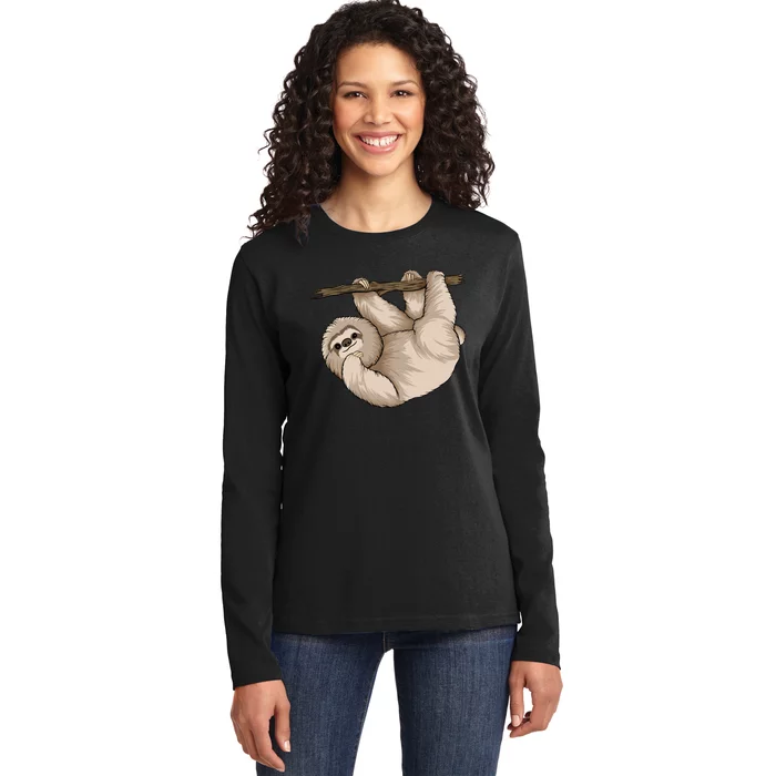 Sloth Ladies Long Sleeve Shirt