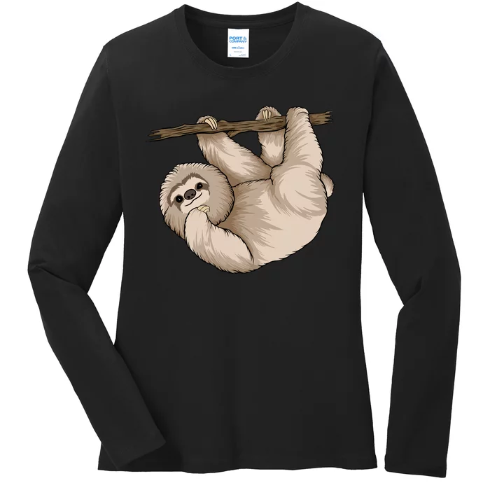 Sloth Ladies Long Sleeve Shirt