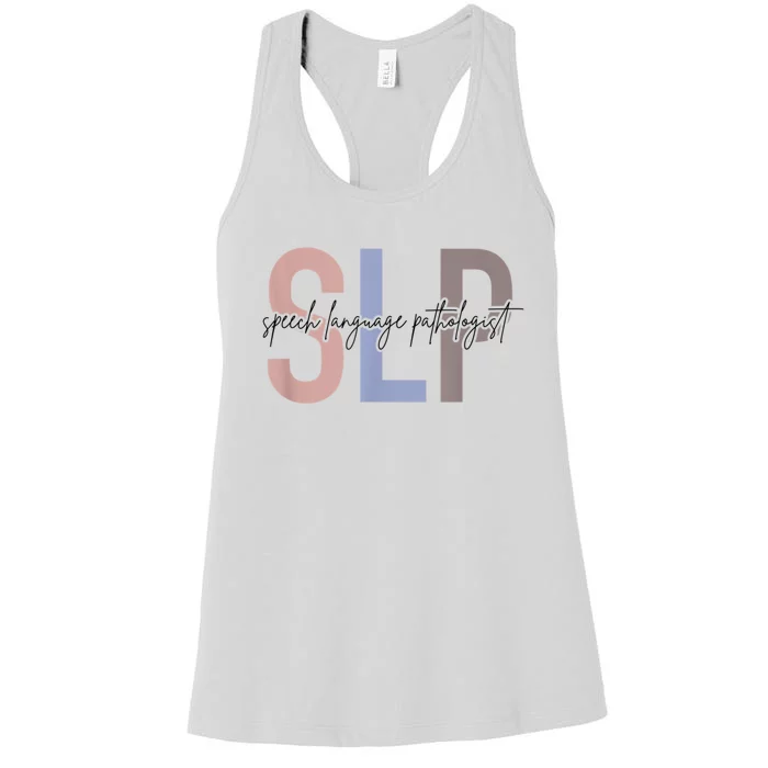 SLP Speech Language Pathologist, Speech Therapy Women's Racerback Tank