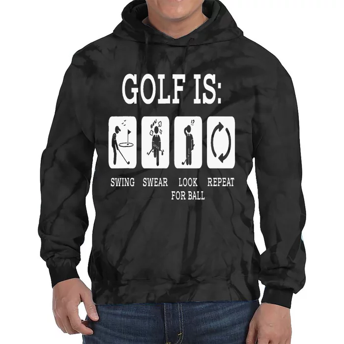 Swing Swear Look For Ball Repeat Golf Sport Tie Dye Hoodie