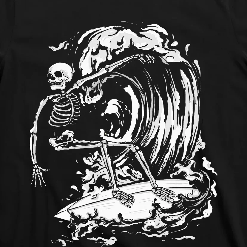 Skeleton Surfing Lazy Halloween Costume Skull Bones Surfer T-Shirt