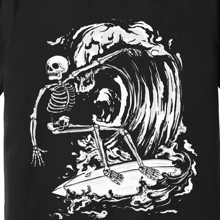 Skeleton Surfing Lazy Halloween Costume Skull Bones Surfer Premium T-Shirt