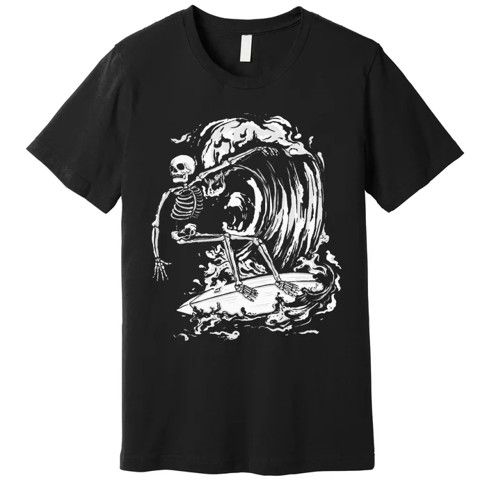 Skeleton Surfing Lazy Halloween Costume Skull Bones Surfer Premium T-Shirt