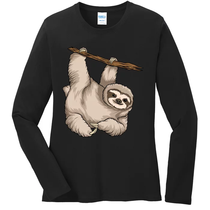 Sloth Ladies Long Sleeve Shirt