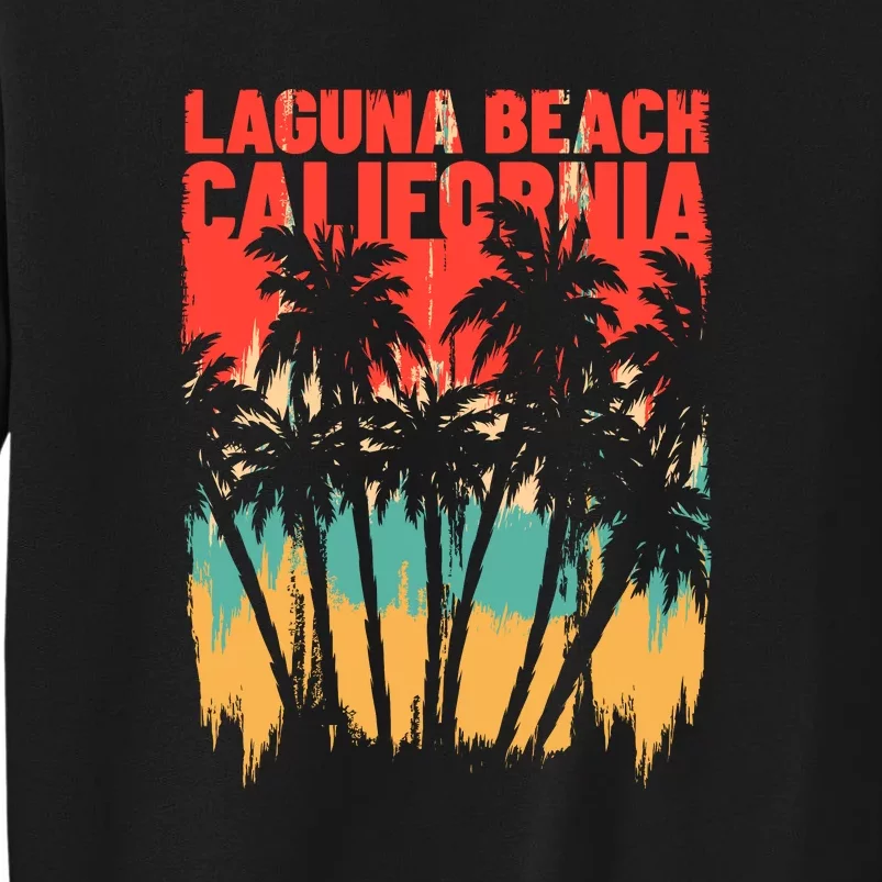 Surfing Sunset Laguna Beach California Summer Palm Gift Tall Sweatshirt