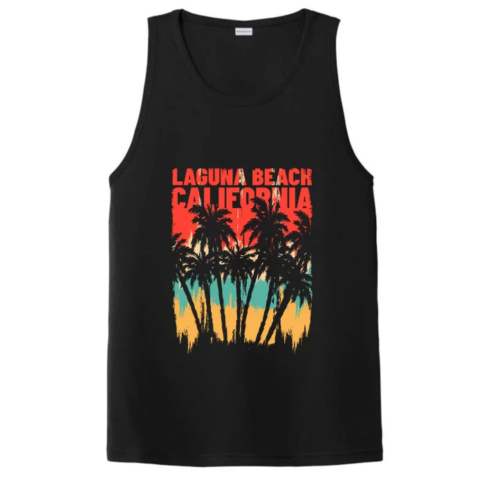 Surfing Sunset Laguna Beach California Summer Palm Gift Performance Tank