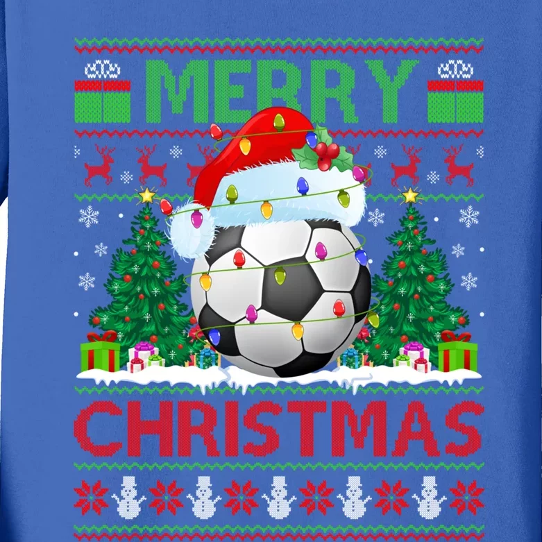 Soccer Sports Lover Xmas Lighting Ugly Soccer Christmas Cool Gift Kids Long Sleeve Shirt