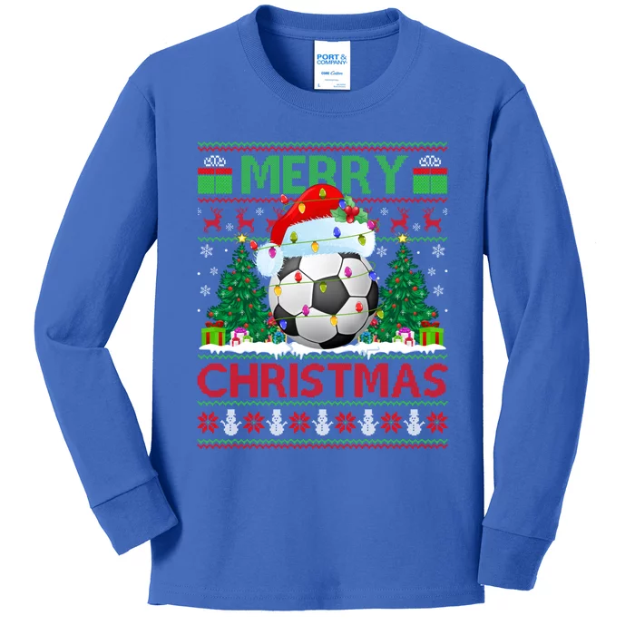 Soccer Sports Lover Xmas Lighting Ugly Soccer Christmas Cool Gift Kids Long Sleeve Shirt