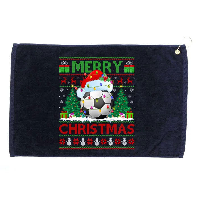 Soccer Sports Lover Xmas Lighting Ugly Soccer Christmas Cool Gift Grommeted Golf Towel