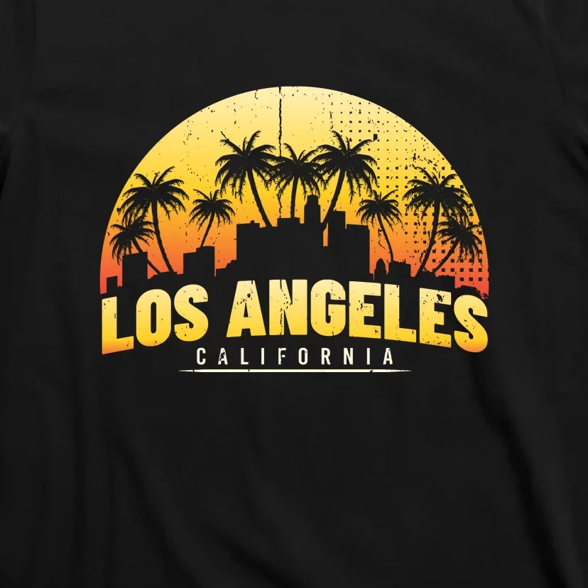 Surfing Sunset Los Angeles Skyline Summer Beach Gift T-Shirt