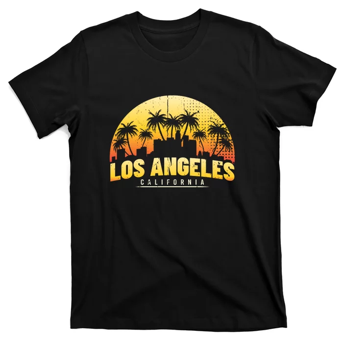 Surfing Sunset Los Angeles Skyline Summer Beach Gift T-Shirt