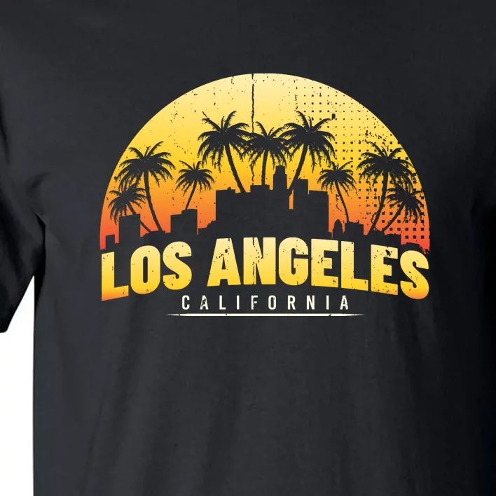 Surfing Sunset Los Angeles Skyline Summer Beach Gift Tall T-Shirt