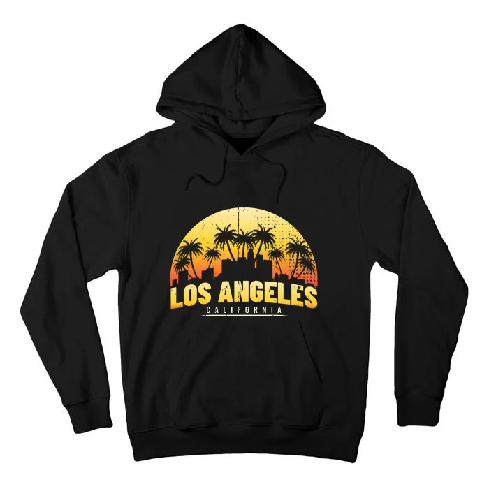 Surfing Sunset Los Angeles Skyline Summer Beach Gift Tall Hoodie