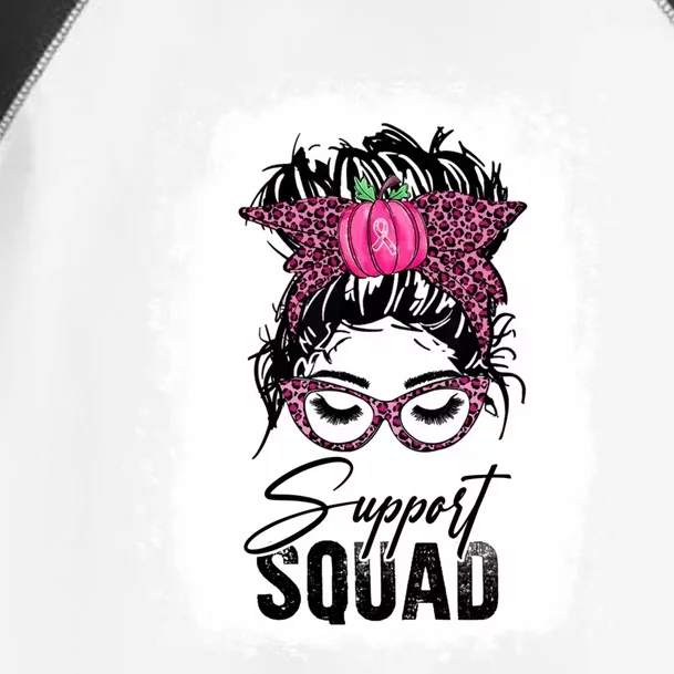 Support Squad Messy Bun Pink Warrior Breast Cancer Awareness Gift Toddler Fine Jersey T-Shirt