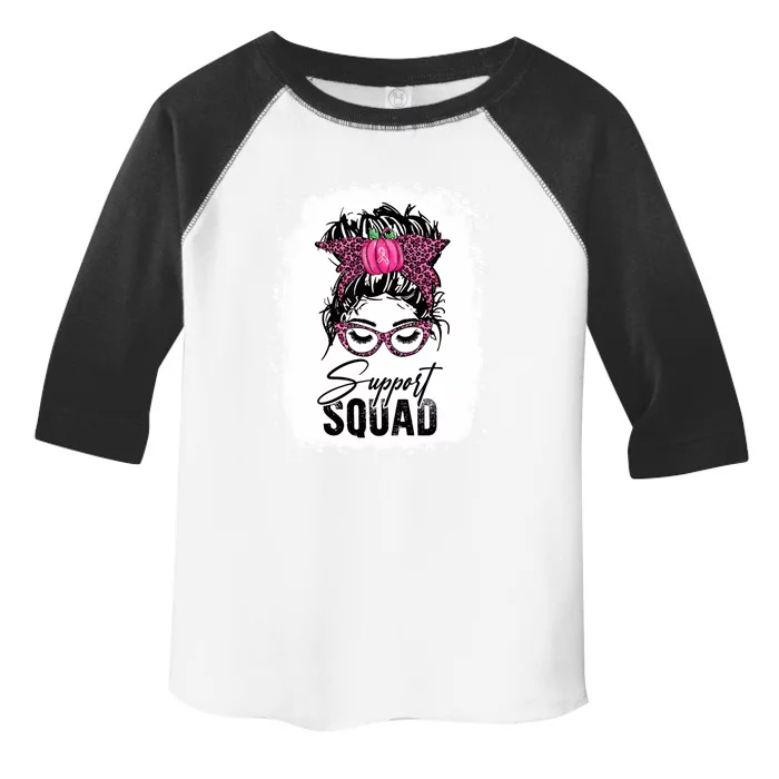 Support Squad Messy Bun Pink Warrior Breast Cancer Awareness Gift Toddler Fine Jersey T-Shirt