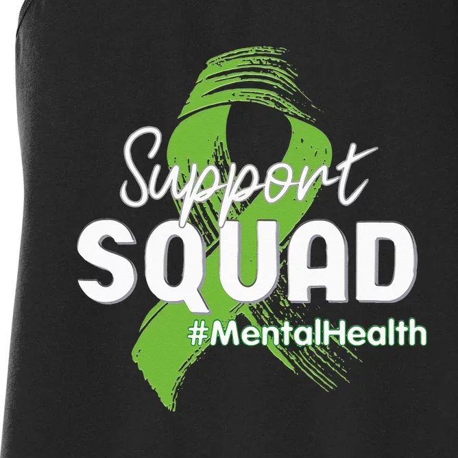 Support Squad Mental Health Awareness Lime Green Ribbon Women's Racerback Tank