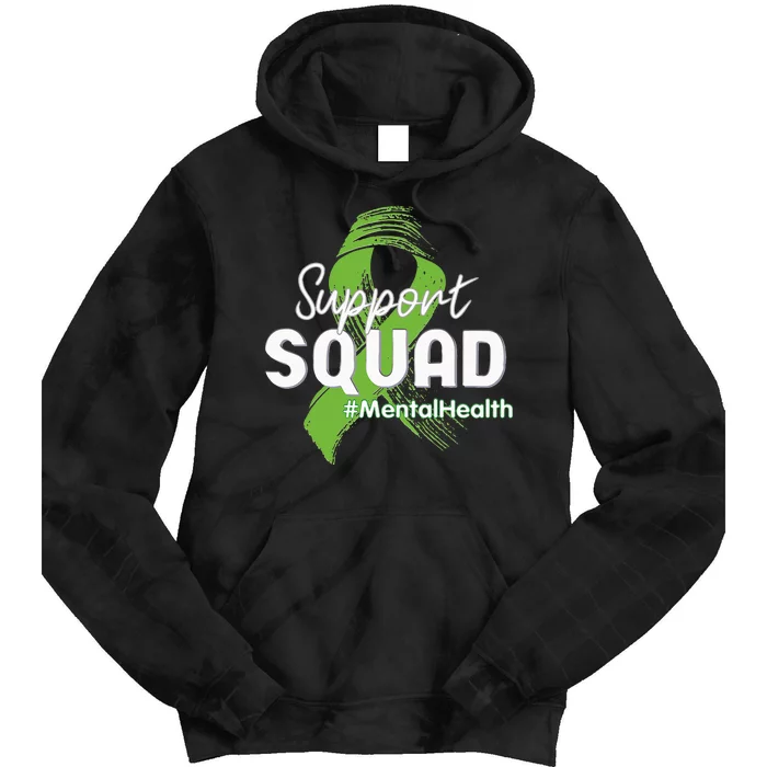 Support Squad Mental Health Awareness Lime Green Ribbon Tie Dye Hoodie