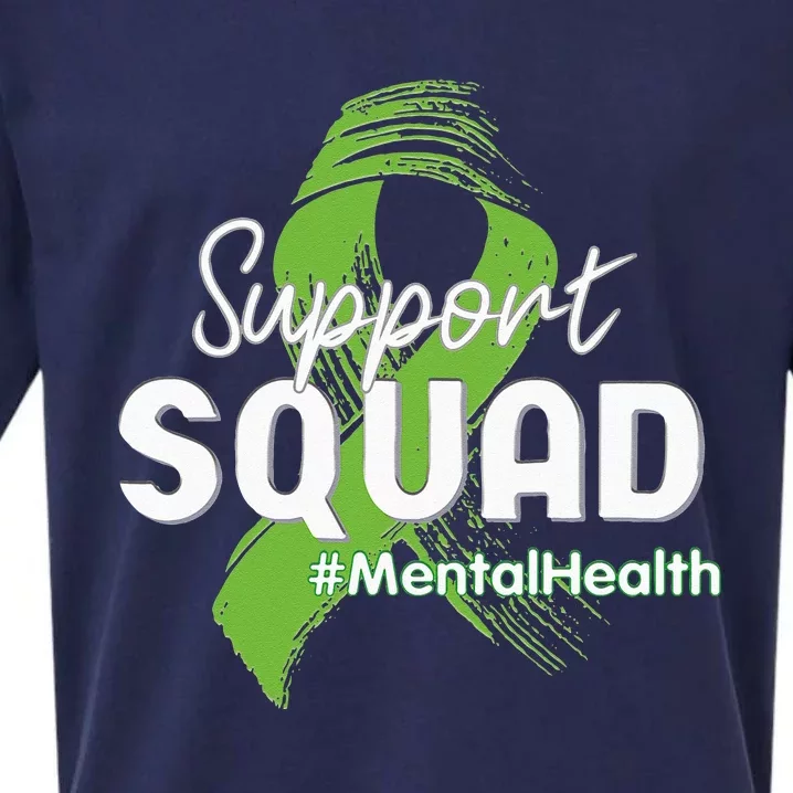 Support Squad Mental Health Awareness Lime Green Ribbon Sueded Cloud Jersey T-Shirt